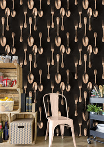 Mind The Gap Wallpaper Cutlery Copper WP20247