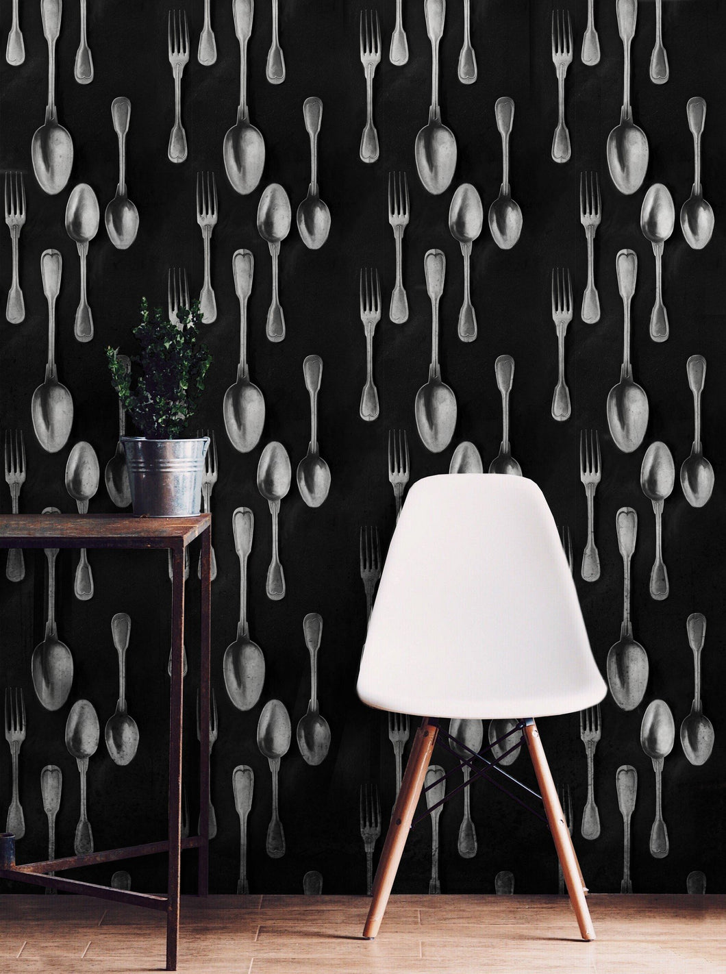 Mind The Gap Wallpaper Cutlery Silver WP20248