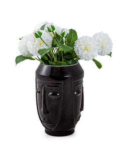 Black Glass Face Vase