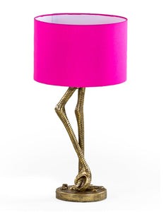 Antique Gold Flamingo Leg Table Lamp with Pink Shade