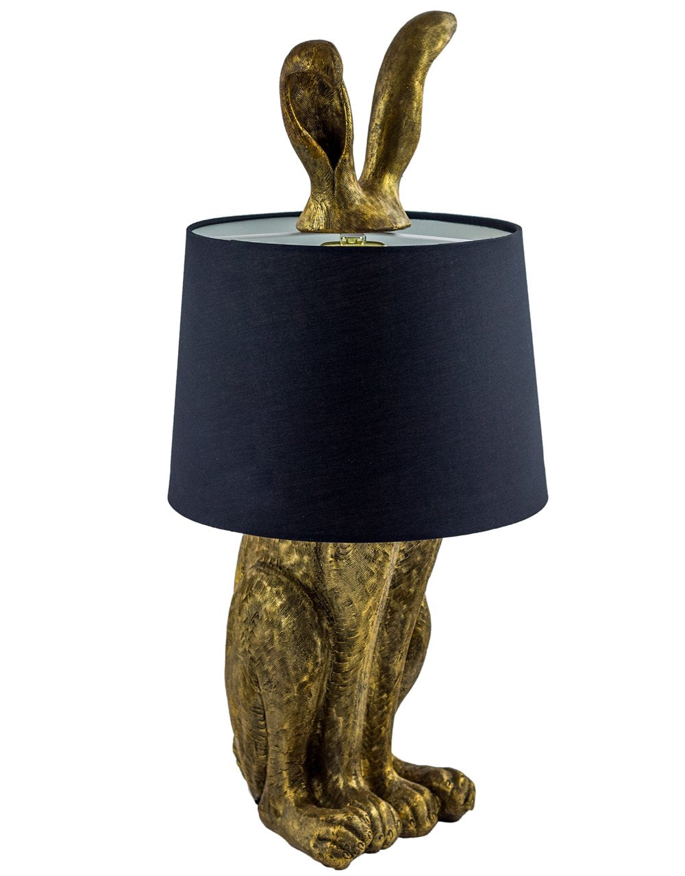 GOLD RABBIT LAMP WITH BLACK SHADE