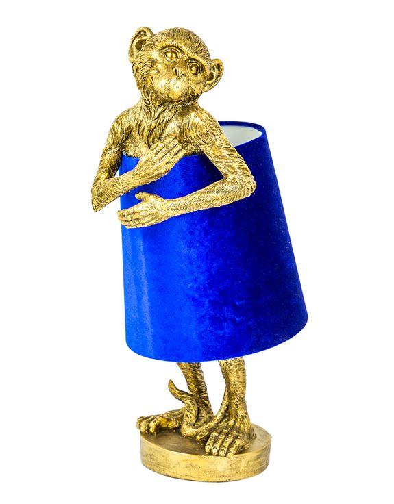 GOLD MONKEY LAMP BLUE SHADE FRANK VII